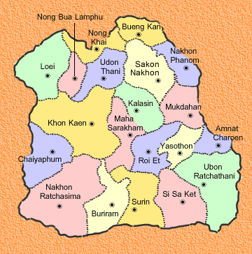 A Map of Isaan - The Northeast of Thailand